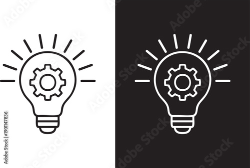 Innovative Idea Lightbulb with Gear Inside.