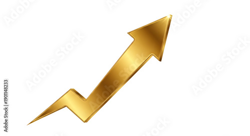Golden Arrow Ascending Upward Trend Growth Symbol on Black Background