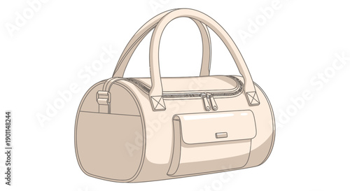A light beige duffel bag with two handles and a front pocket, presented in a clean, isolated illustration.