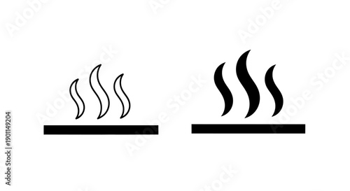 Two stylized icons representing heat or steam rising from a surface.