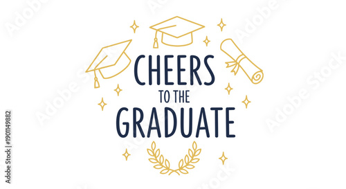 Celebratory graduation congratulations illustration with caps and scrolls for milestone achievement