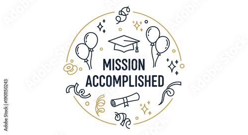 Celebratory graduation achievement with diploma, balloons, and festive decorations symbolizing success and accomplishment in