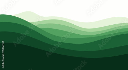 Abstract rolling green hills with layers of varying shades of green.