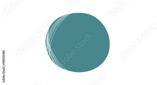 A teal-colored circle with a textured, layered appearance on the left side.