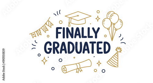 Graduation Celebration: A festive illustration celebrates academic achievement with celebratory elements, capturing the excitement of graduating.