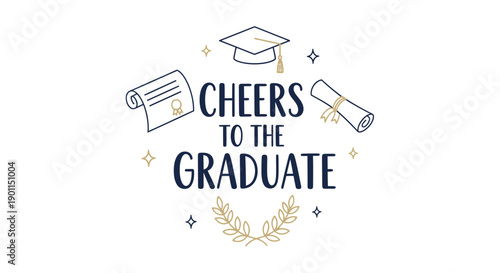 Graduation Celebration Icon: Capturing the spirit of academic achievement with iconic graduation elements, perfect for celebrating graduates' success.