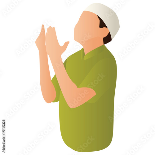 Muslim Kid Praying Illustration 