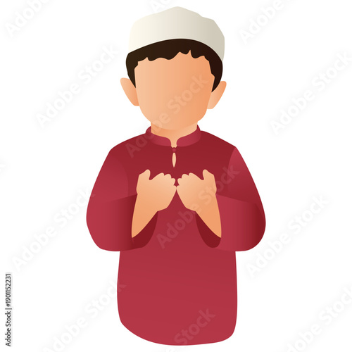 Muslim Kid Praying Illustration 