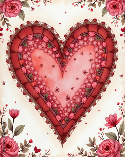 Heart-shaped floral art with stunning red and pink hues, perfect for expressing love and affection during special occasions