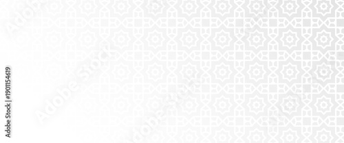 Islam pattern overlay abstract mubarak ornament design and arabesque background. Ramadan arab shadow muslim texture and eid white art. Geometry bg with minimal light star or lantern element.