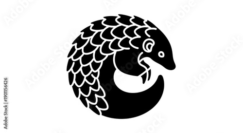 Pangolin Logo Icon Silhouette Isolated on White