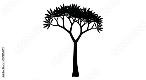 Black Silhouette Tree Isolated on White Background