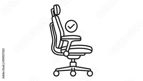Ergonomic Office Chair with Checkmark on White Background