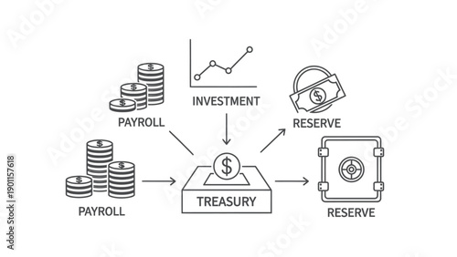 Treasury Management Diagram Showing Investment and Reserve Funds vector icon
