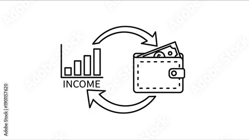 Wallet with Cash and Income Graph Symbolizing Financial Growth vector icon
