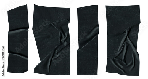 Canvas Print Collection of Black Duct Tape Strip isolated on transparent background