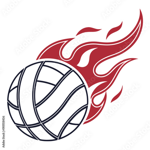 Basketball with Red Flames white sports