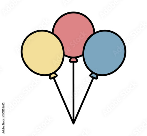 3つの風船の装飾用シンプルカラーベクターイラスト