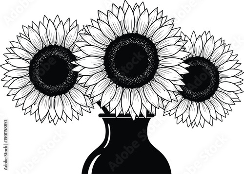 Black silhouette of male tennis player hitting backhand shot with racket and ball, isolated on white background, sports action, athletic.