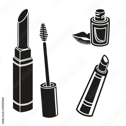 Makeup brush and cosmetic set isolated on a clean background