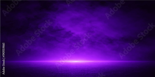 An abstract blue background loop features a motion blur of bright rays and light textures over a dark night sky design with purple glow and smoke patterns