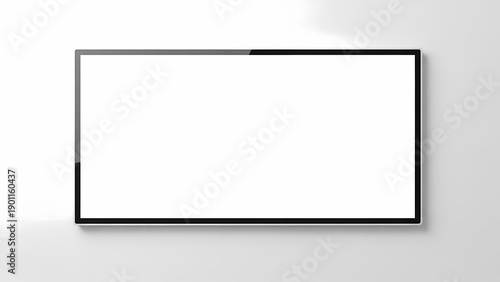 Minimalist blank whiteboard on a white wall in modern office