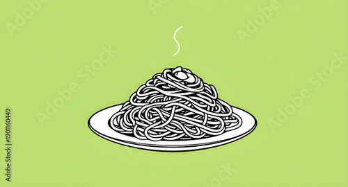 noodles, pasta, food, dish, meal, plate, cuisine, asian, italian, ramen, spaghetti, dining, restaurant, kitchen, tasty, delicious, savory, comfort, carb, fresh, hot, handdrawn, sketch, doodle, outline