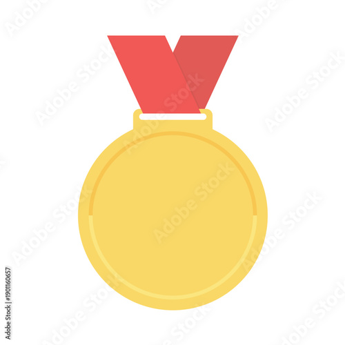 リボン付きの金メダルのアイコン - 1位やランキングNo.1、最高評価や金賞のイメージイラスト素材