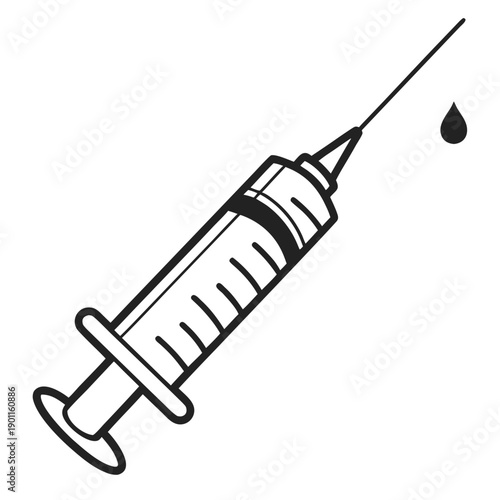 Medical syringe with needle and blood used for injection and healthcare treatment