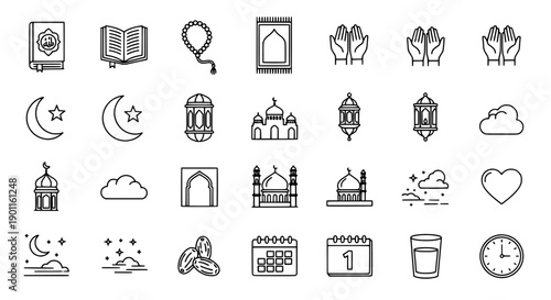 Islamic Symbols and Icons Collection A Visual Guide to Ramadan and Eid Traditions