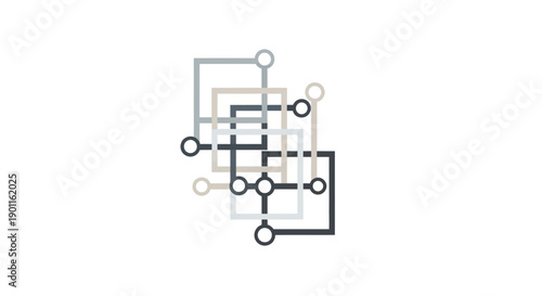 Geometric shapes connected lines diagram.