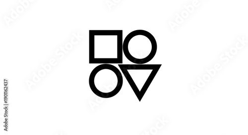 Geometric shapes in black and white.