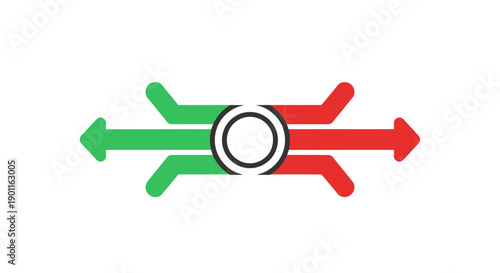 Green and Red Arrows Opposing Directions.