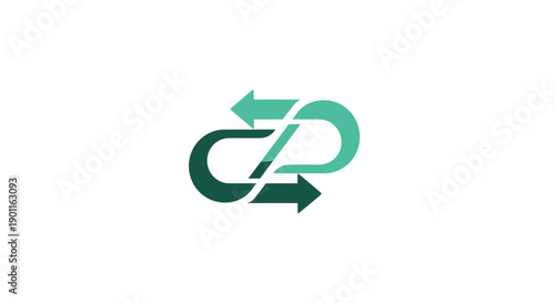 Green Arrows Forming Circular Motion Symbol.