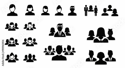 Collection of diverse people icons representing a group or team.