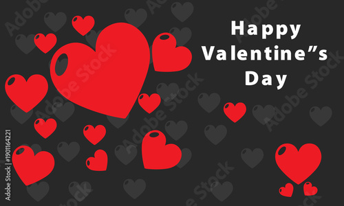  happy valentines day typograpgy with with hearts and red background