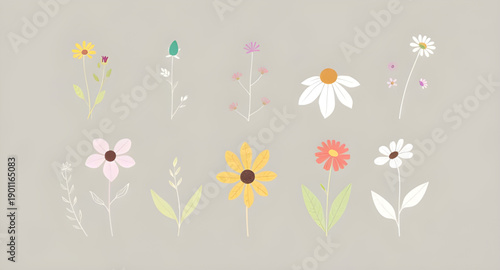 floral, flowers, flower, blossom, bloom, petal, botanical, nature, garden, spring, plant, leaf, leaves, decorative, ornament, motif, design, icon, symbol, vector, illustration, graphic, element, minim
