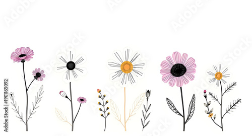 floral, flowers, flower, blossom, bloom, petal, botanical, nature, garden, spring, plant, leaf, leaves, decorative, ornament, motif, design, icon, symbol, vector, illustration, graphic, element, minim