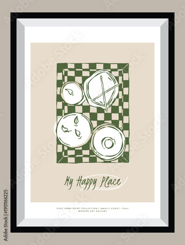 Cozy home poster design with warm, hand-drawn vector illustrations. Perfect for interior decor, lifestyle branding, home-themed prints, and modern wall art.