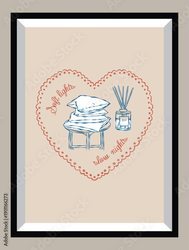 Cozy home poster design with warm, hand-drawn vector illustrations. Perfect for interior decor, lifestyle branding, home-themed prints, and modern wall art.