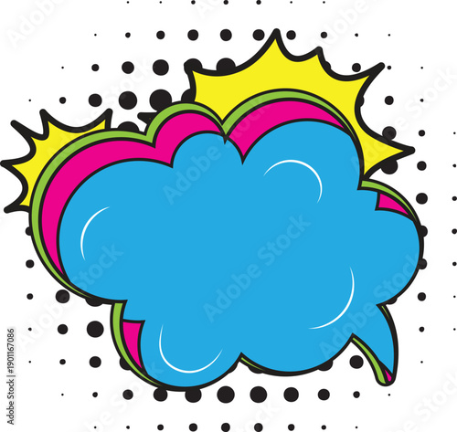 Comic speech bubble with a cloud on a white background.