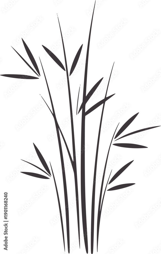 Naklejka premium Minimalist black bamboo stalks leaves
