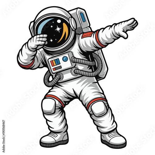 Cartoon Astronaut Birthday Celebration in Space