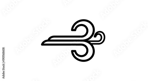 Simple black line art wind symbol.