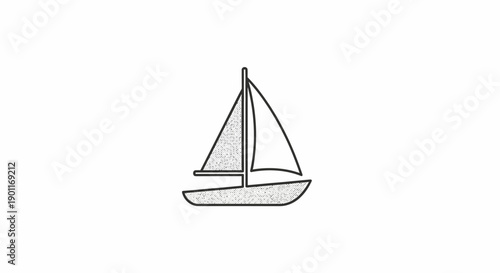 Simple Line Drawing of a Sailboat.
