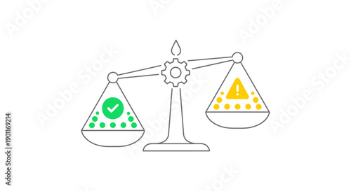 Simple Line Drawing of Balance Scale.