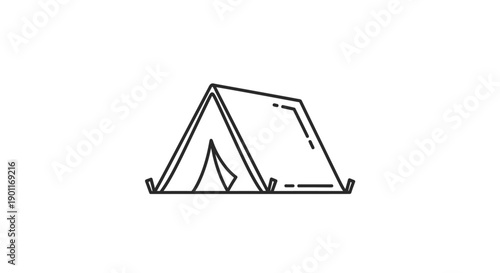 Simple Line Drawing of a Tent.