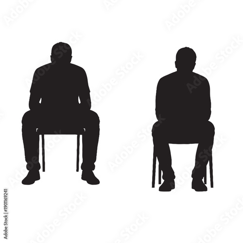 Lonely Man Sitting Alone on Chair Silhouette – Depression, Sadness, Mental Health Concept