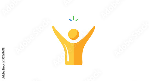 Yellow figure with arms raised up.