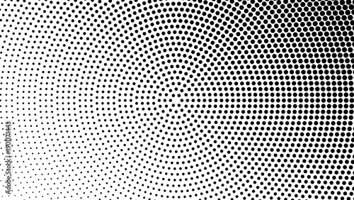 Wallpaper Mural Radial halftone dot, circular pattern design element for backgrounds. Halftone dot textures vector of geometric doted gradients for retro pop art design. Torontodigital.ca